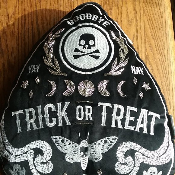 NWT Black Velvet Goth Boho Oija Embellished Pillow - Picture 7 of 16